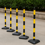 Premium Yellow & Black Chain Safety Post with Concrete-Filled Base – Ultra-Stable, Durable & Highly Visible