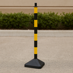 Premium Yellow & Black Chain Safety Post with Concrete-Filled Base – Ultra-Stable, Durable & Highly Visible