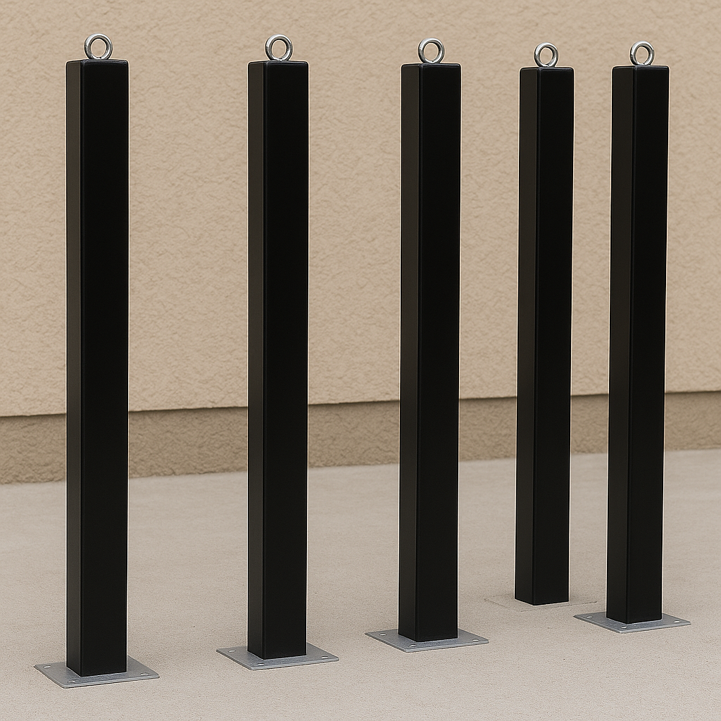 Heavy-Duty Black Removable Security Post with Built-In Combination Padlock – Anti-Theft Driveway & Parking Protection