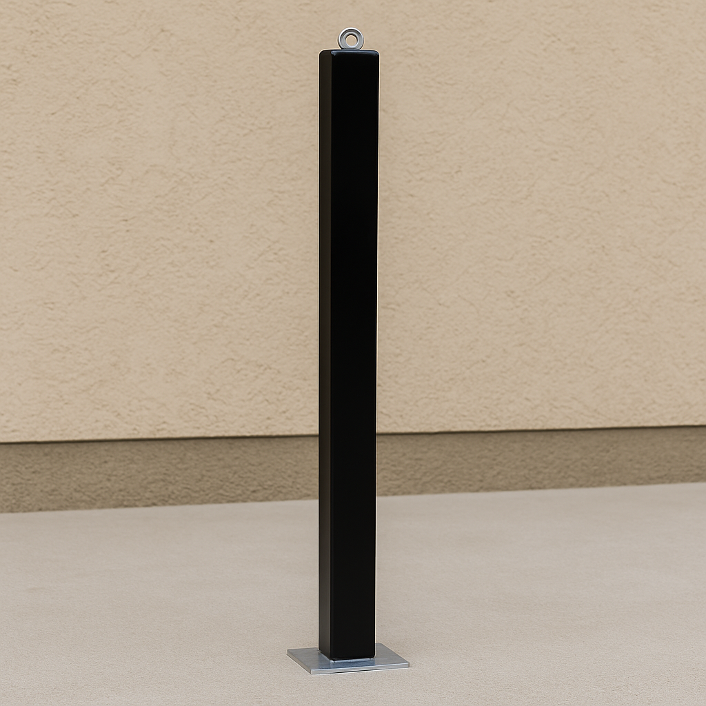 Heavy-Duty Black Removable Security Post with Built-In Combination Padlock – Anti-Theft Driveway & Parking Protection