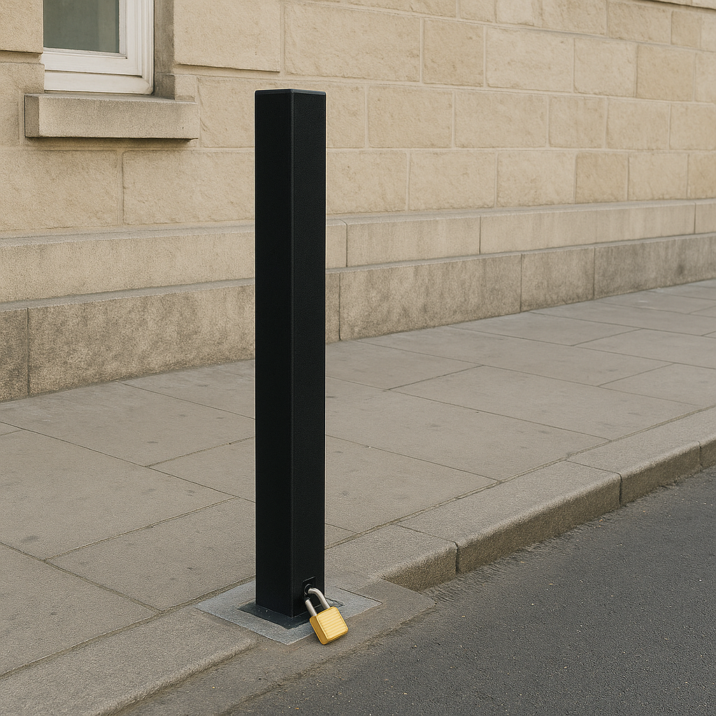 Heavy-Duty Black Removable Security Post with 2 Ground Bases