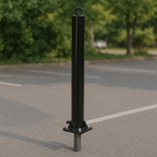 Black Fold Down Parking Post – No Parking Logo, Integral Lock & Chain Eyelet