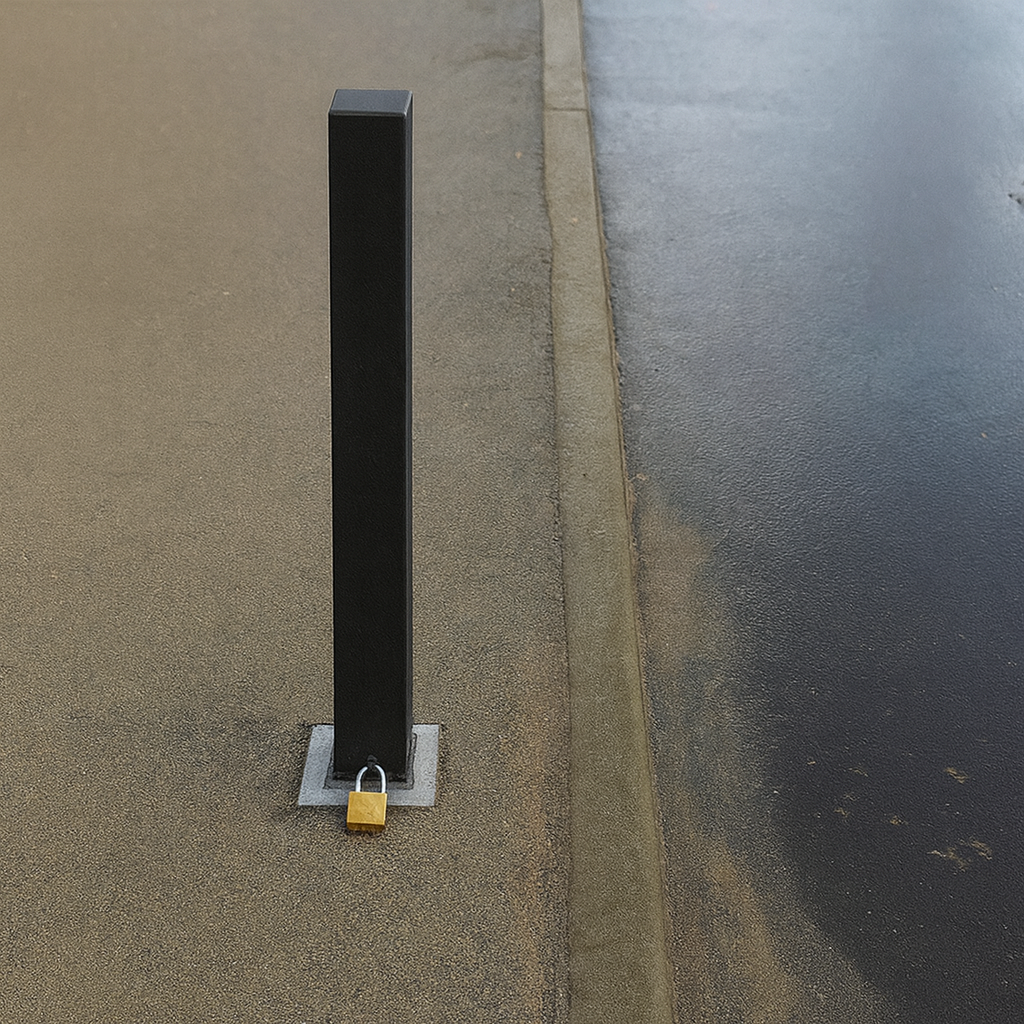 Heavy-Duty Black Removable Security Post with 2 Ground Bases