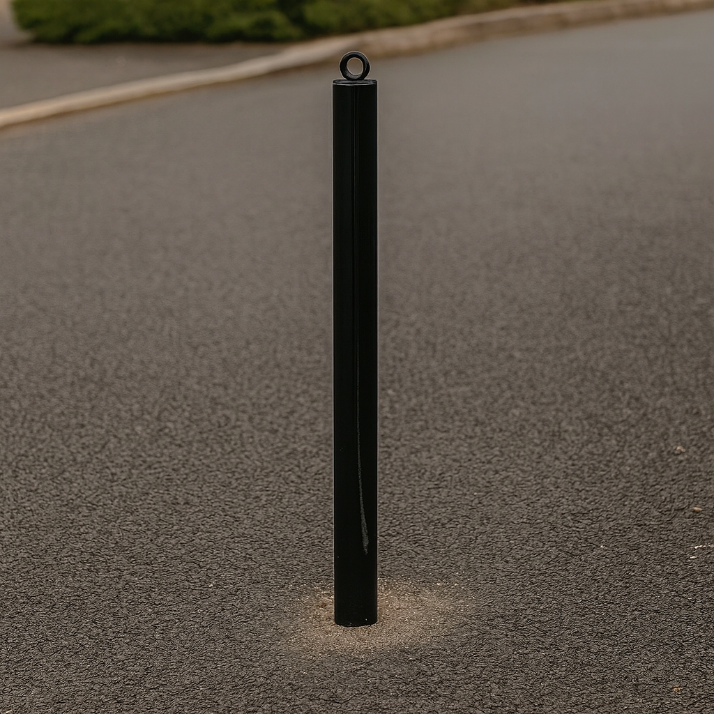 Premium Black Spigot-Fixed Bollard – 76mm Diameter | Steel Post for Traffic & Property Protection