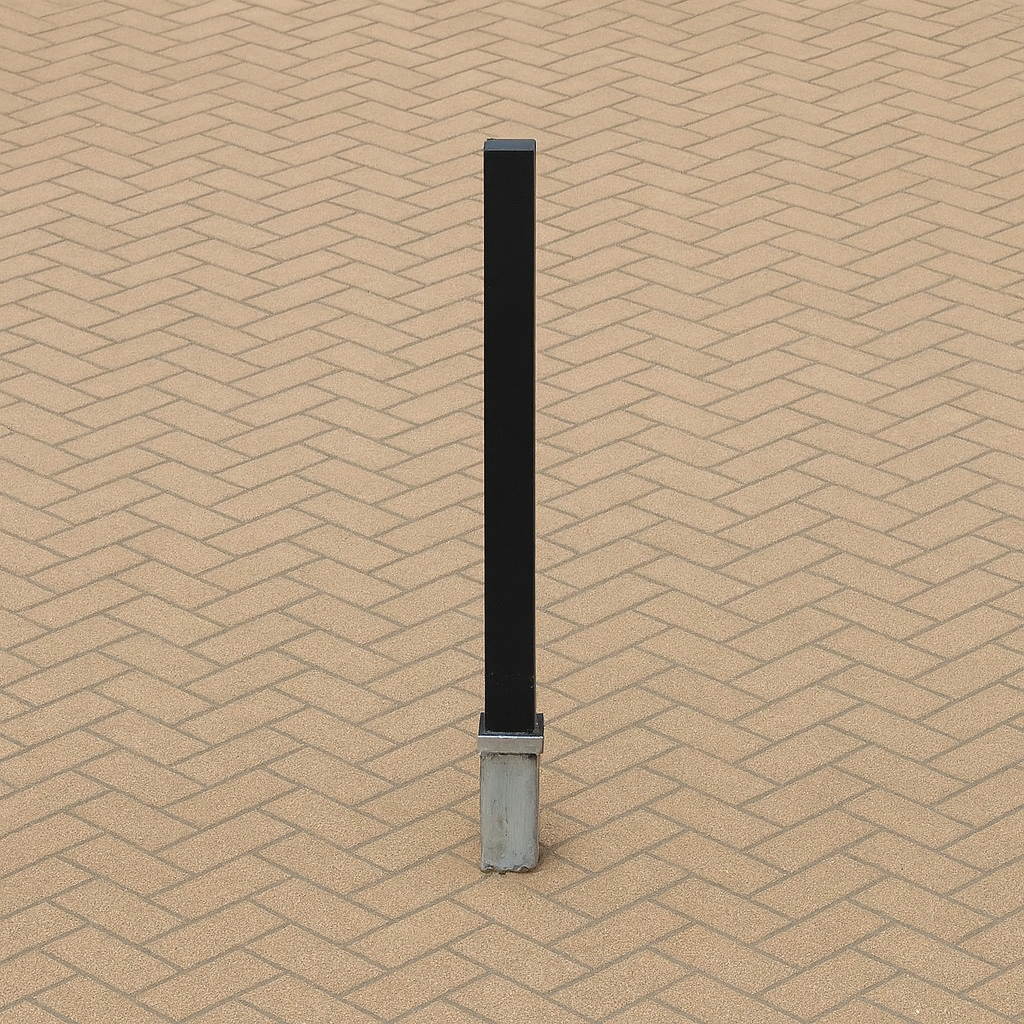 Heavy-Duty Black Removable Security Post with 2 Ground Bases