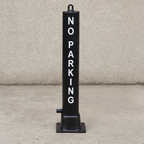 Black Large Fold Down Steel Parking Post with No Parking Logo