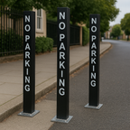 Heavy-Duty Removable Security Post – Black Powder-Coated with “No Parking” Warning