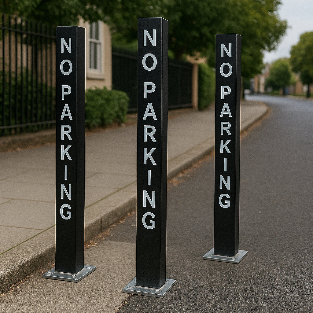 Heavy-Duty Removable Security Post – Black Powder-Coated with “No Parking” Warning
