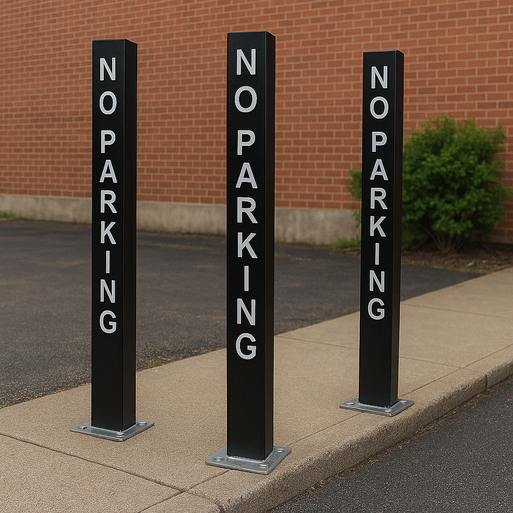 Heavy-Duty Removable Security Post – Black Powder-Coated with “No Parking” Warning