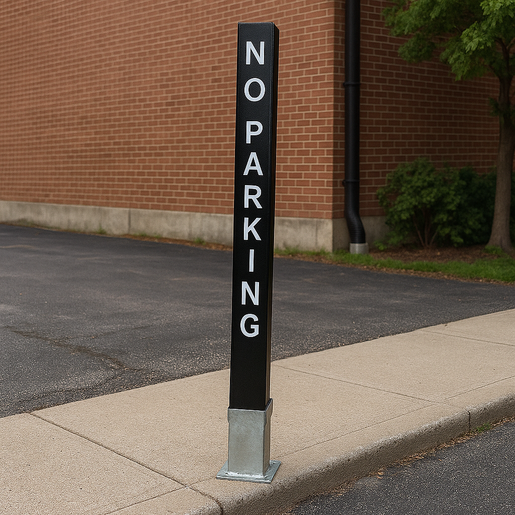Heavy-Duty Removable Security Post – Black Powder-Coated with “No Parking” Warning