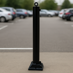 Black Folding Parking Post with Integral Lock (Bolt-Down)