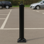 Black Folding Parking Post with Integral Lock (Bolt-Down)