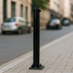 Black Folding Parking Post with Integral Lock (Bolt-Down)