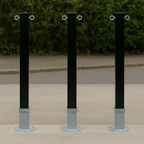 Heavy-Duty Black Removable Security Post with Top-Mounted Chain Eyelets