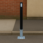 Heavy-Duty Removable Black Security Bollard with Reflective Strips – Lockable Steel Parking Barrier for Driveways & Commercial Spaces