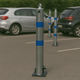 Galvanised Fold-Down Parking Post with Blue Stripes