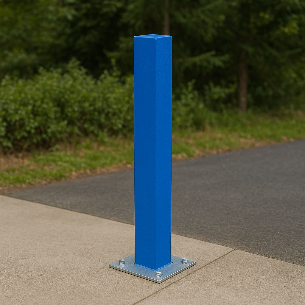 Heavy-Duty Blue Removable Security Post with 2 Ground Bases