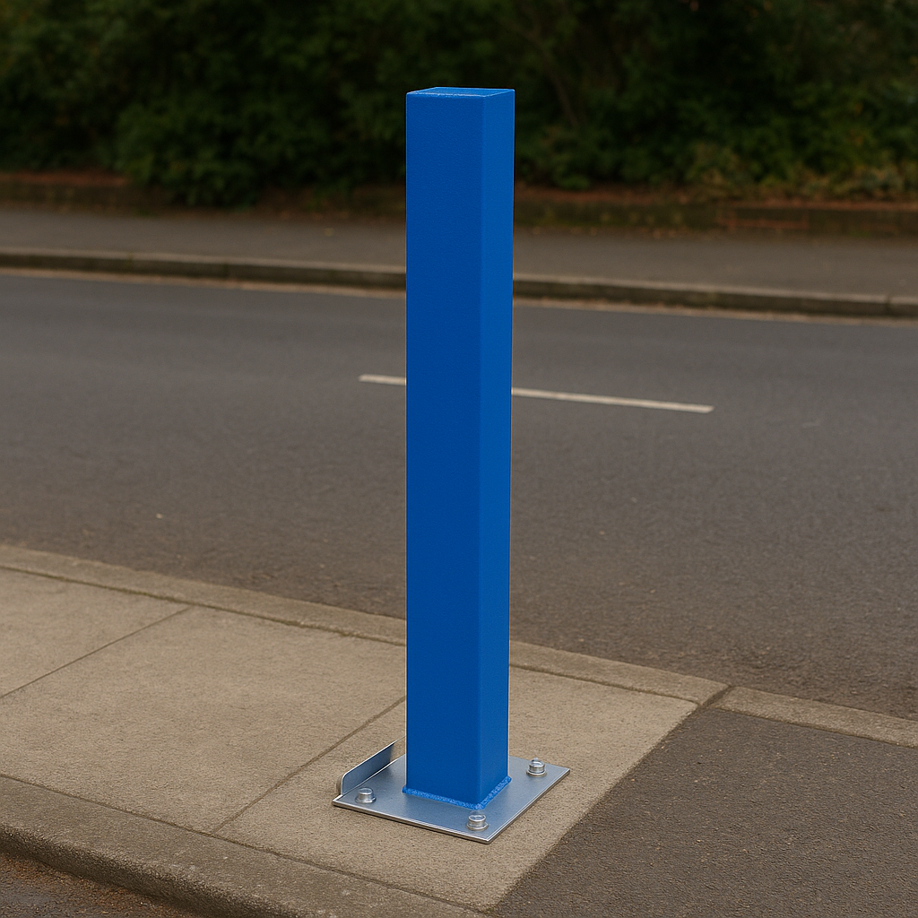 Heavy-Duty Blue Removable Security Post with 2 Ground Bases