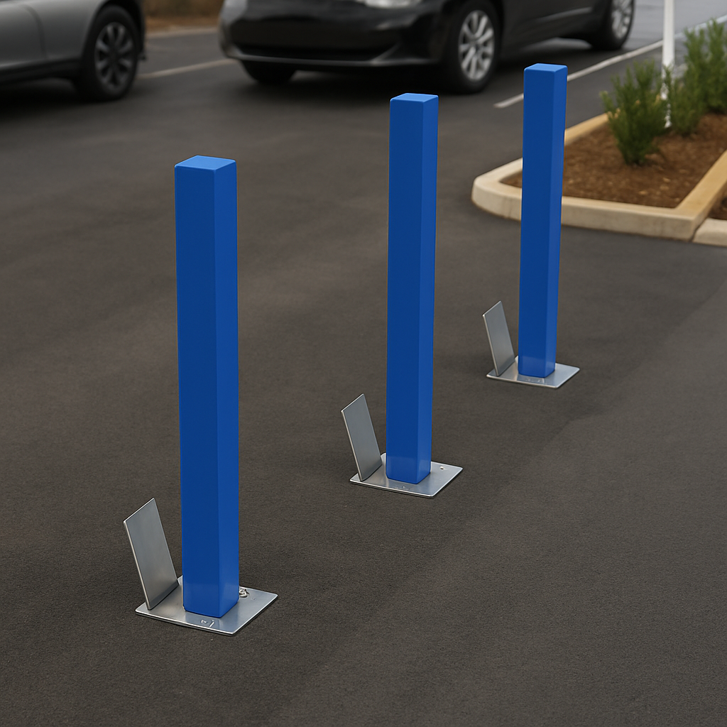 Heavy-Duty Blue Removable Security Post with 2 Ground Bases