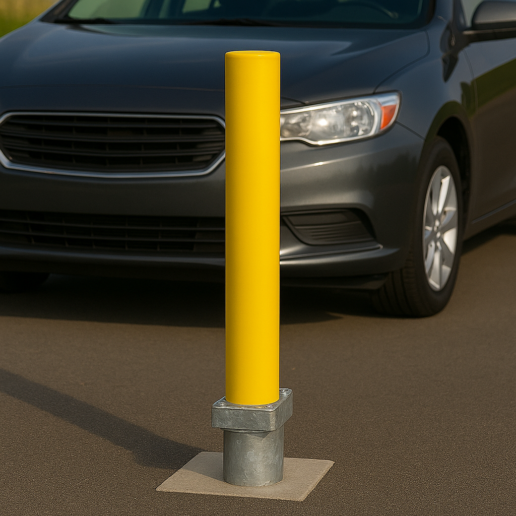 Heavy-Duty Telescopic Parking Post – Anti-Theft Security Bollard with Integrated Lock, High-Visibility Yellow