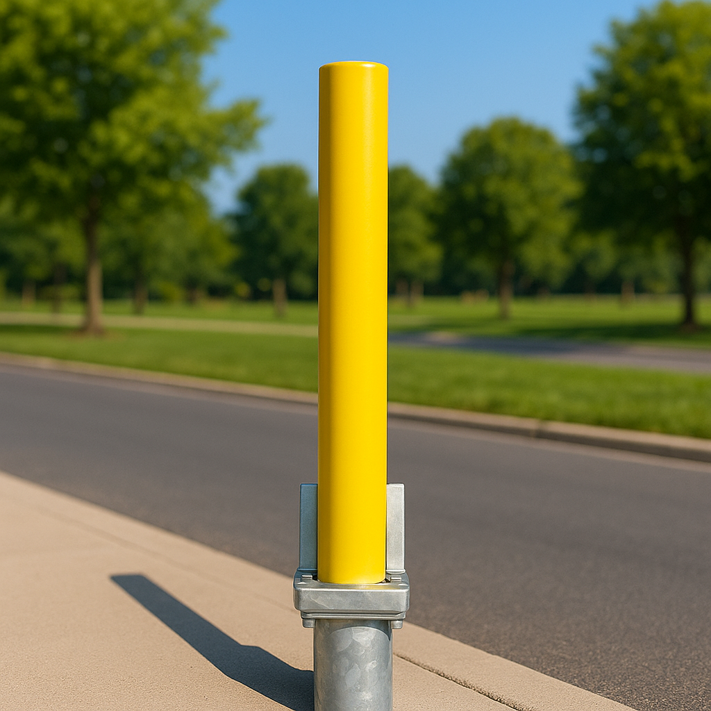 Heavy-Duty Telescopic Parking Post – Anti-Theft Security Bollard with Integrated Lock, High-Visibility Yellow