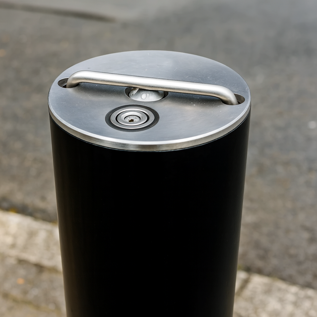 Heavy-Duty Telescopic Parking Post – Retractable Anti-Theft Security Bollard with Integrated Lock (Black Finish)
