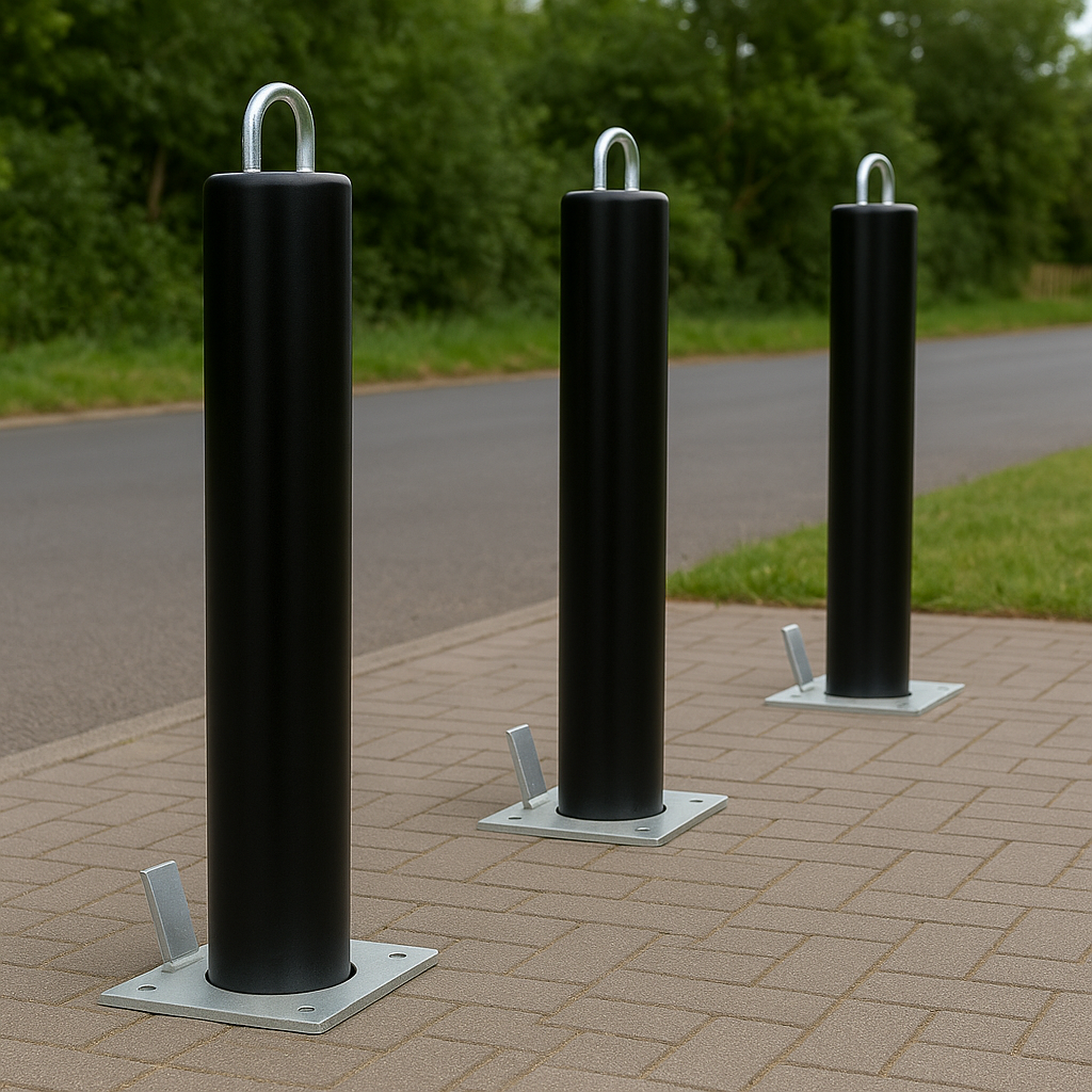 Heavy-Duty Telescopic Parking Post – Retractable Anti-Theft Security Bollard with Integrated Lock (Black Finish)