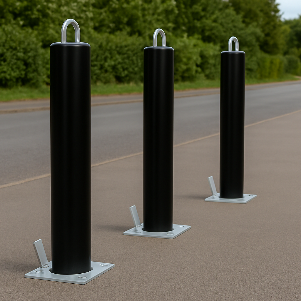 Heavy-Duty Telescopic Parking Post – Retractable Anti-Theft Security Bollard with Integrated Lock (Black Finish)