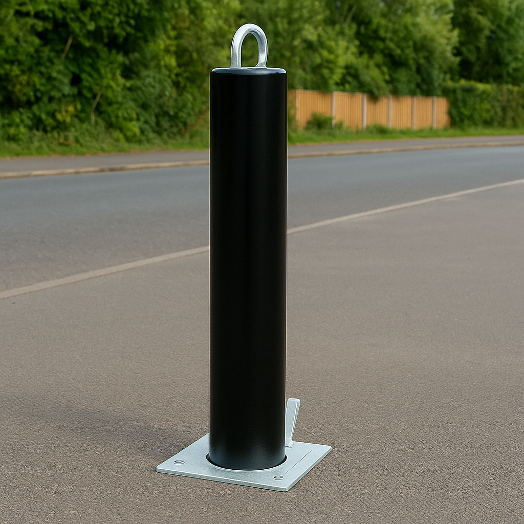 Heavy-Duty Telescopic Parking Post – Retractable Anti-Theft Security Bollard with Integrated Lock (Black Finish)