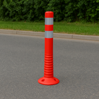 Red & White Flexible Traffic Post – High-Visibility Safety Bollard
