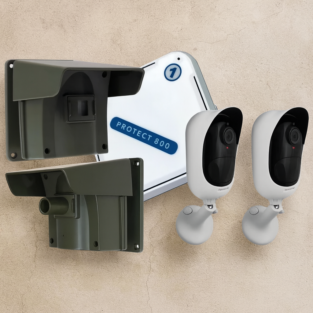 Home Security Kit: 2 × PIR Driveway Alert & 2 × Battery Wi-Fi Cameras