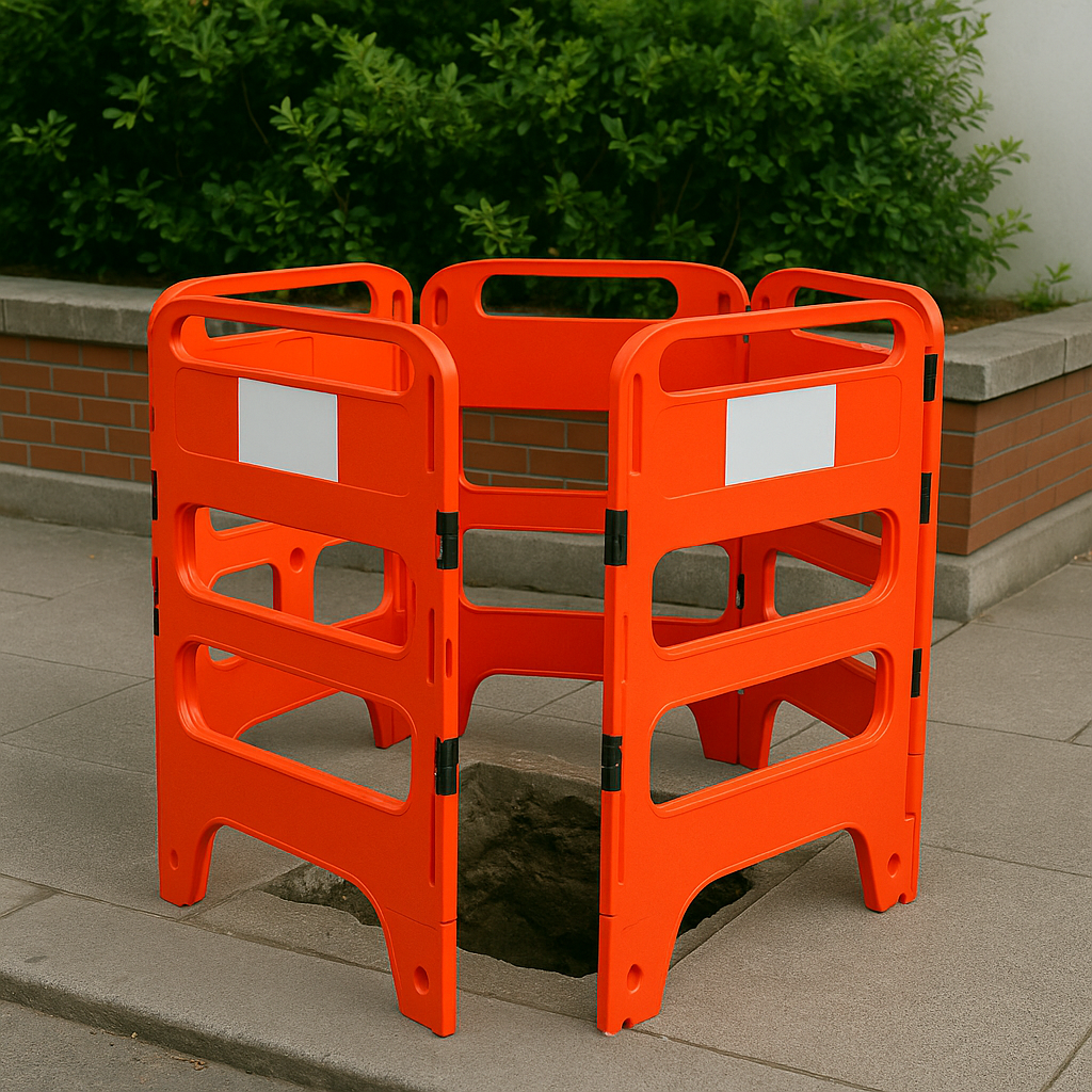 High-Visibility 4-Gate HDPE Pedestrian Safety Barrier – 1000 × 750 × 20 mm | Foldable, Lightweight & Reflective