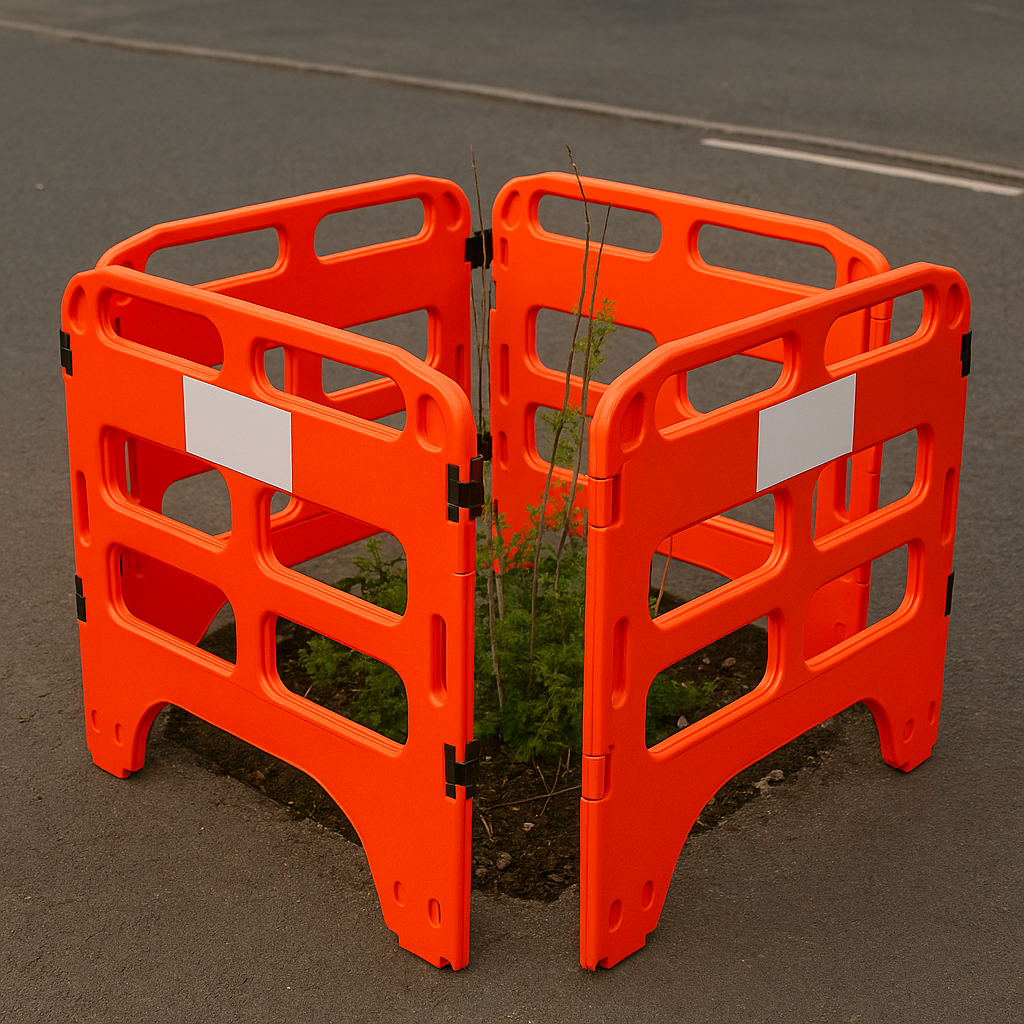 High-Visibility 4-Gate HDPE Pedestrian Safety Barrier – 1000 × 750 × 20 mm | Foldable, Lightweight & Reflective