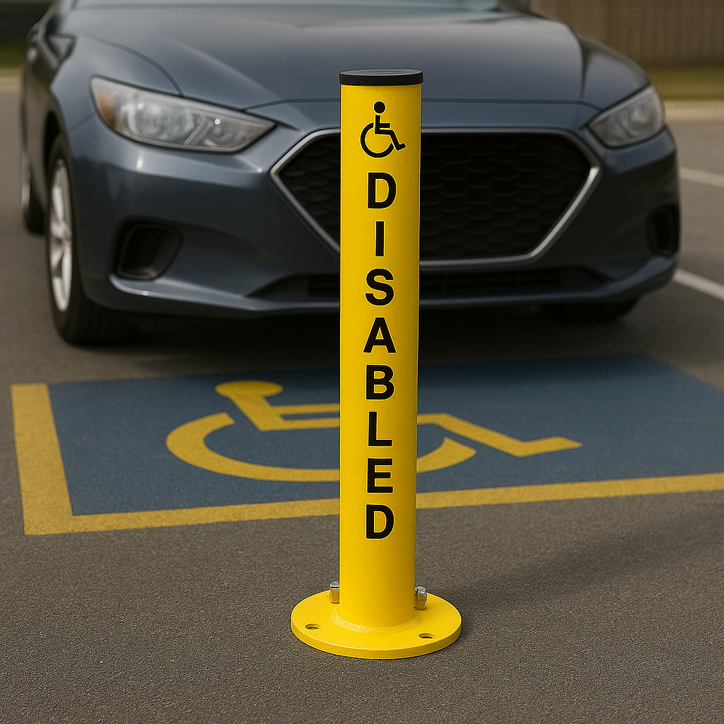 Disabled Fold-Down Parking Post – Lockable Barrier for Accessible Bay Security