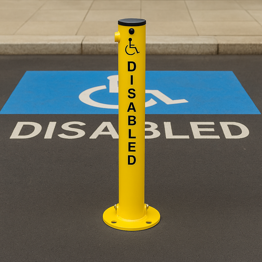 Disabled Fold-Down Parking Post – Lockable Barrier for Accessible Bay Security
