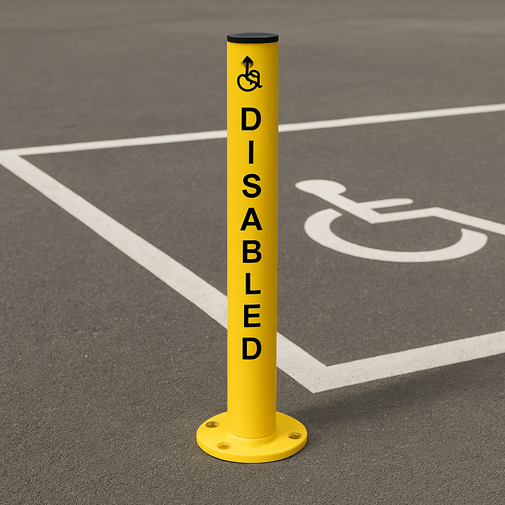 Disabled Fold-Down Parking Post – Lockable Barrier for Accessible Bay Security