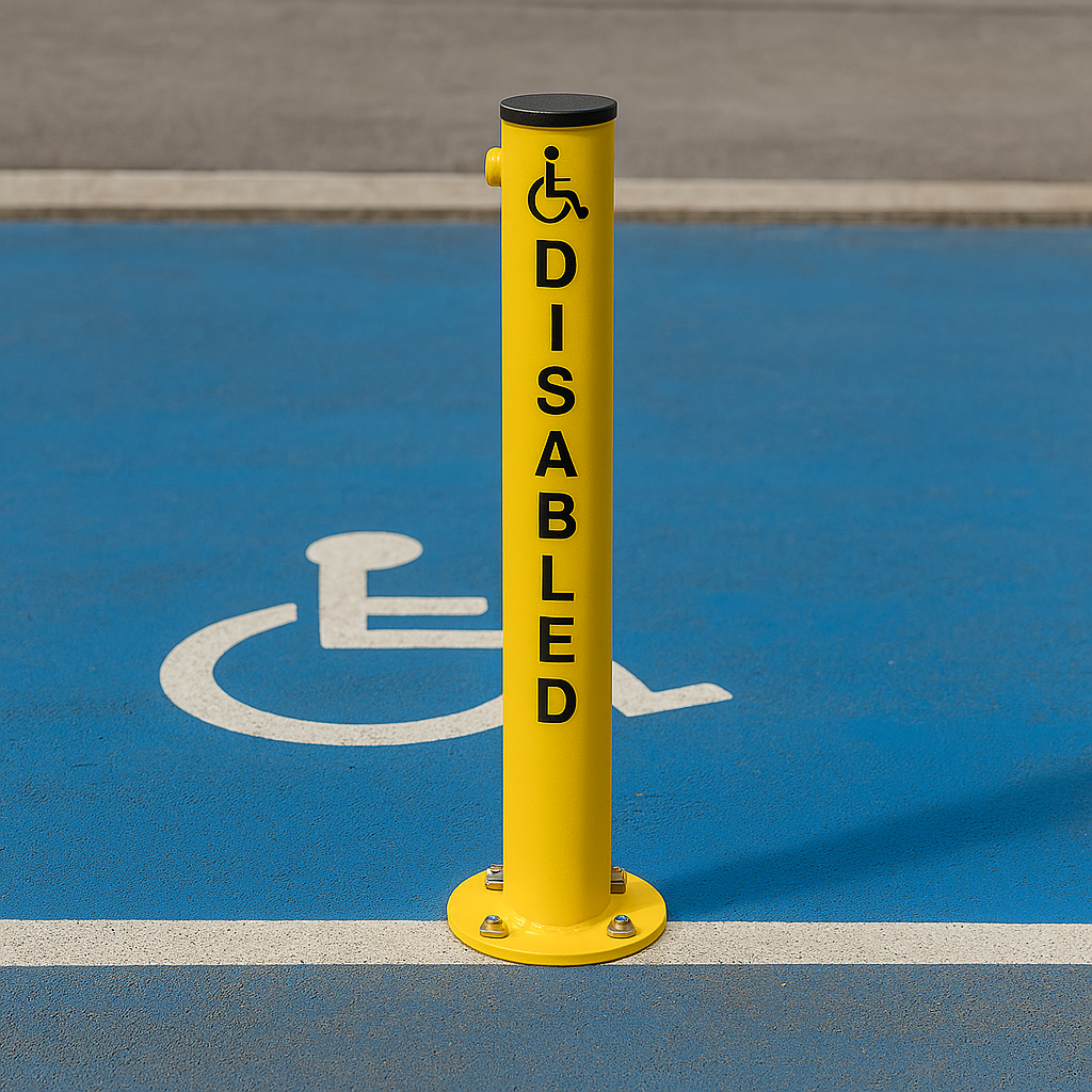 Disabled Fold-Down Parking Post – Lockable Barrier for Accessible Bay Security