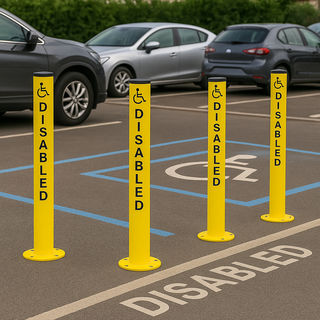 Disabled Fold-Down Parking Post – Lockable Barrier for Accessible Bay Security