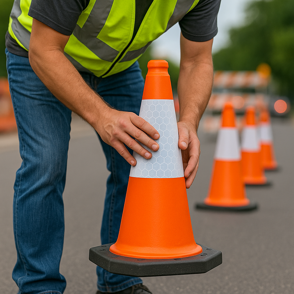 Traffic-Line TC1 750 mm Reflective Traffic Cone – D2 Sleeve with Recycled Base