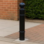 Ornamental Steel Bollard – 1000mm Above Ground | Sphere Top Anti-Ram Security Post for Driveways, Retail & Public Spaces