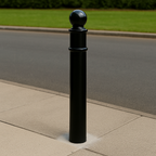 Ornamental Steel Bollard – 1000mm Above Ground | Sphere Top Anti-Ram Security Post for Driveways, Retail & Public Spaces