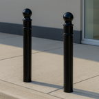 Ornamental Steel Bollard – 1000mm Above Ground | Sphere Top Anti-Ram Security Post for Driveways, Retail & Public Spaces