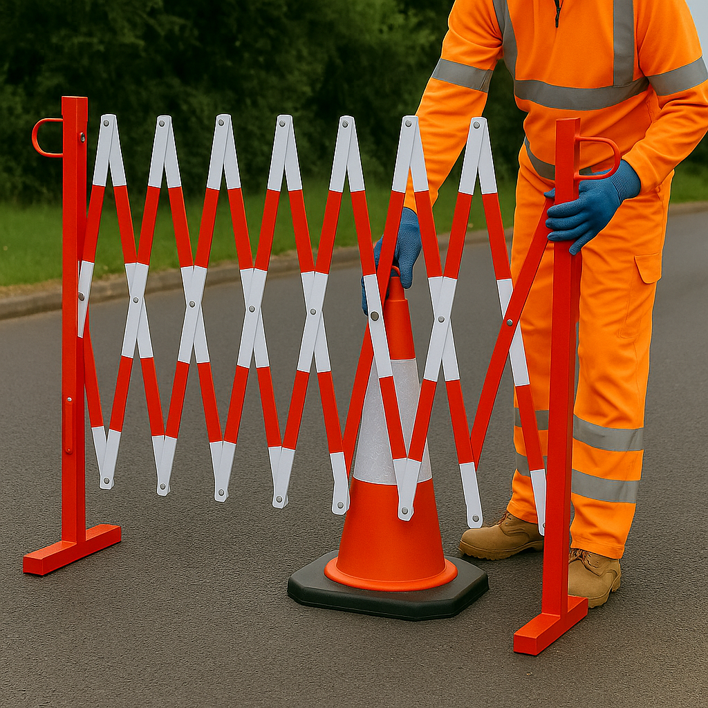 Heavy-Duty Extendable Trellis Safety Barrier – Up to 4 m | Steel with Red/White Reflective Finish