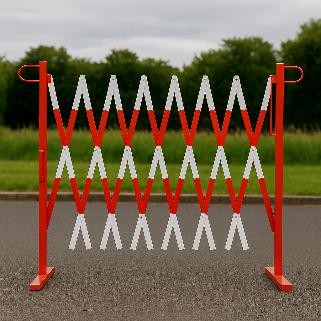 Heavy-Duty Extendable Trellis Safety Barrier – Up to 4 m | Steel with Red/White Reflective Finish
