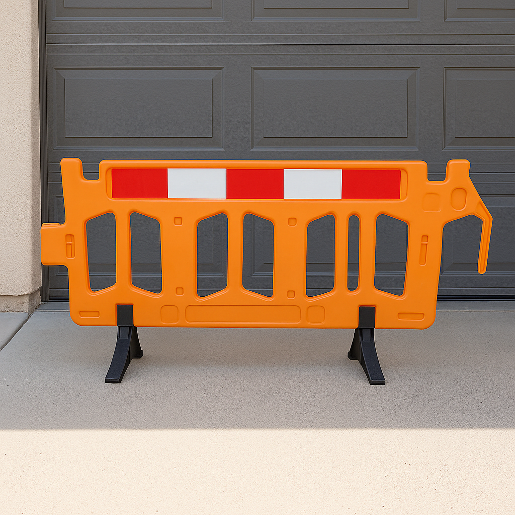 TRAFFIC-LINE HDPE Blow-Moulded Barrier – 1 000 mm H × 2 000 mm L | High-Visibility Orange with Red/White Reflective Panel