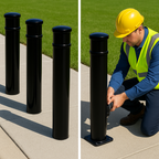 Ornamental Steel Bollard – 1000mm Above Ground | Decorative Anti-Ram Post for Driveways, Retail Fronts & Public Areas