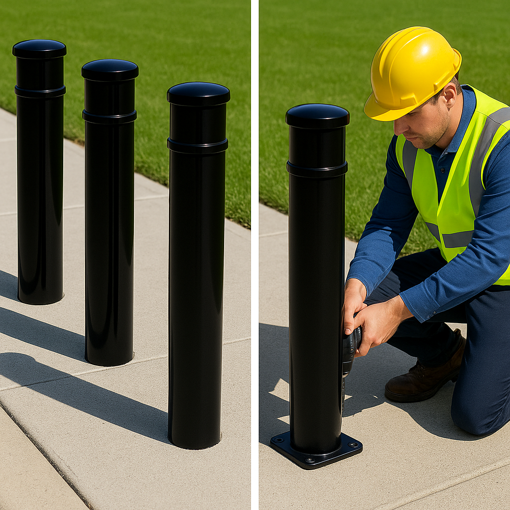 Ornamental Steel Bollard – 1000mm Above Ground | Decorative Anti-Ram Post for Driveways, Retail Fronts & Public Areas