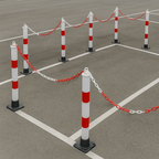 Red & White Folding Parking Post with Chain – Vehicle Access Barrier