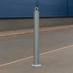Heavy-Duty 76mm Galvanised Steel Bollard with Eyelet – Spigot Base, Rust-Resistant, Easy to Install