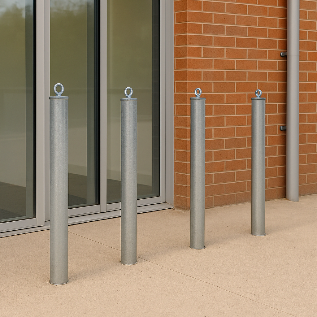 Heavy-Duty 76mm Galvanised Steel Bollard with Eyelet – Spigot Base, Rust-Resistant, Easy to Install